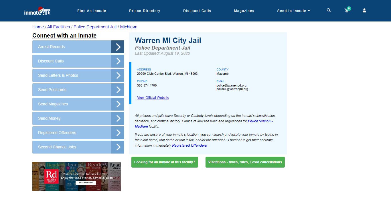 Warren MI City Jail & Inmate Search - Warren, MI